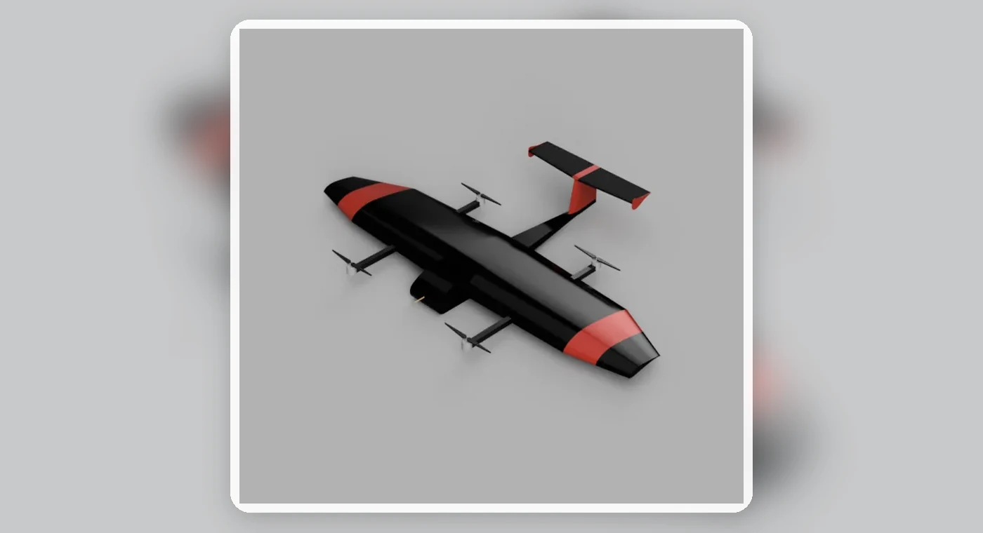 Render preliminar do VANT VTOL TiltRotor