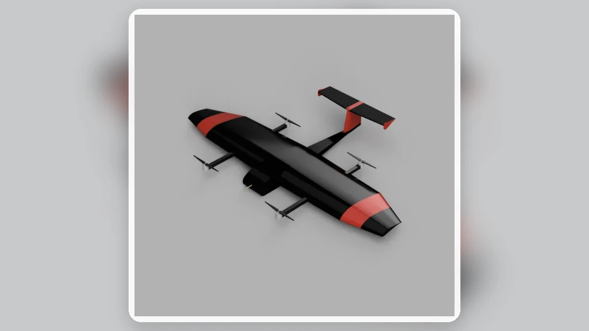 Render do VANT VTOL TiltRotor